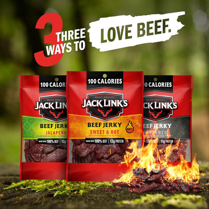 Bold Beef Jerky Variety Pack – Sweet & Hot, Jalapeno & Peppered, 15-Pack, 1.25 oz Each